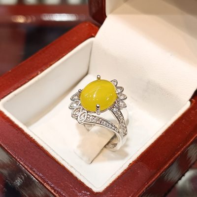 انگشتر نقره زنانه عقیق زرد - کدr695