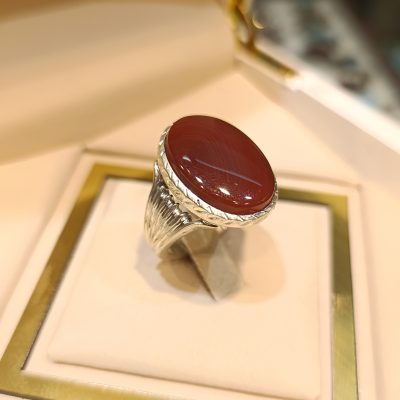 انگشتر نقره دستساز مردانه عقیق یمنی سرخ- کدR1345
