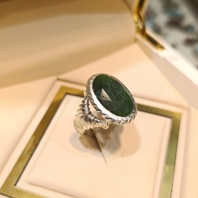 انگشتر نقره دستساز مردانه نگین یشم - کدR1346