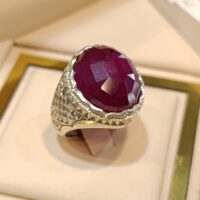 انگشتر نقره دستساز مردانه نگین یاقوت سرخ - کدR1368