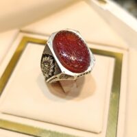 انگشتر نقره دستساز مردانه عقیق سرخ یمنی با حکاکی (ومن یتق الله)آیه  - کدR1364